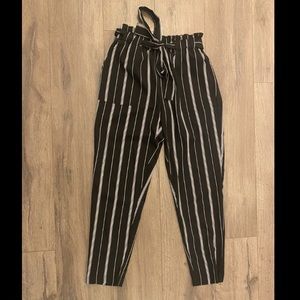Black and White striped Trouser Pants